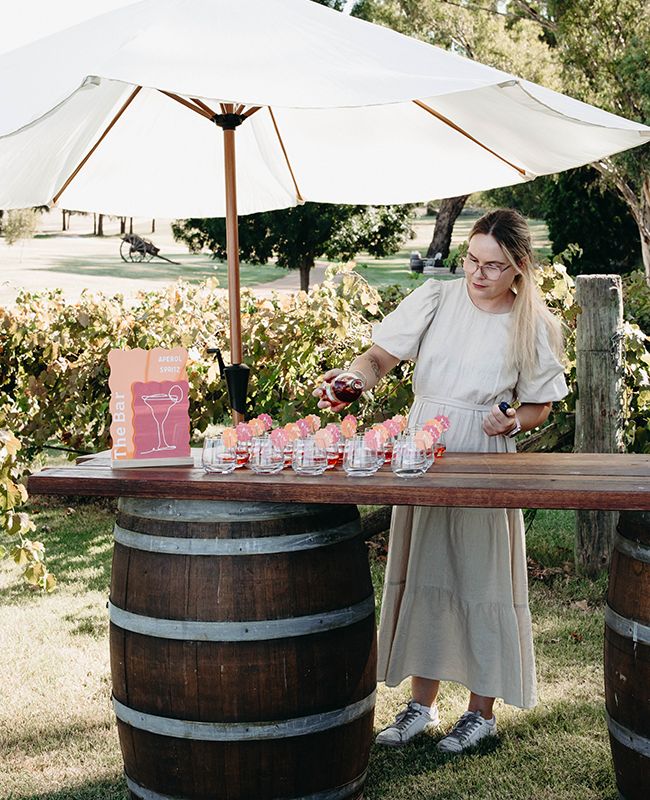 Our friendly staff manning the bar at a wedding