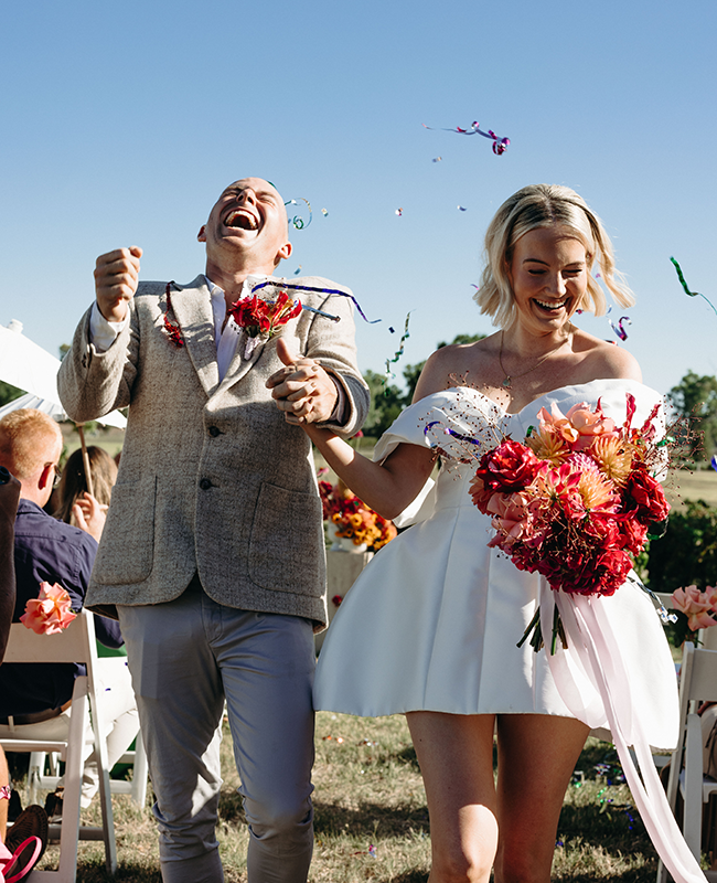 Colourful wedding ceremony at Lazy River Estate